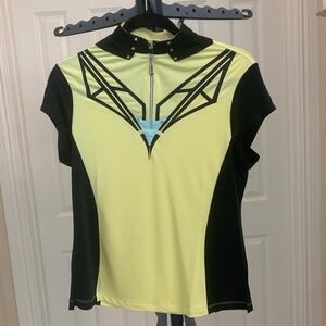 Jamie Sadock Yellow/Black Golf Top sz S